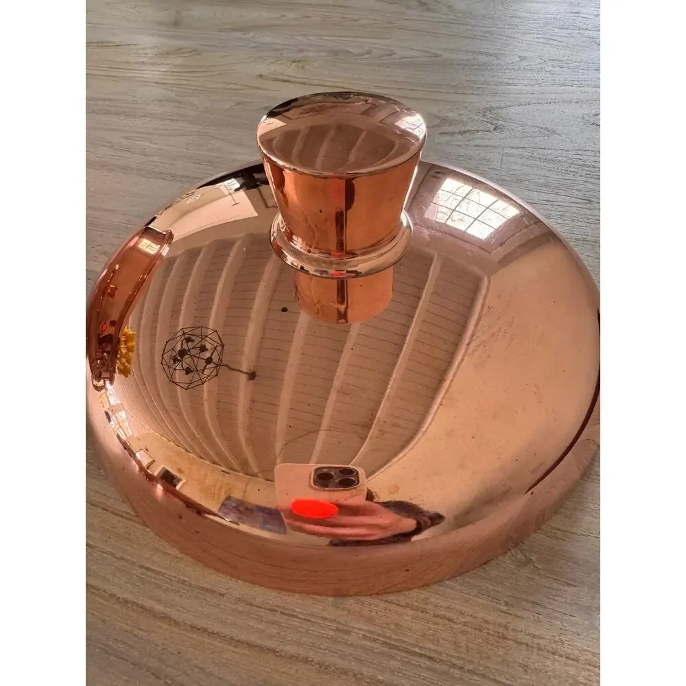 VINTAGE Copper Pot with Lid Carry Handles & Matching Scalloped Edge Base Stand